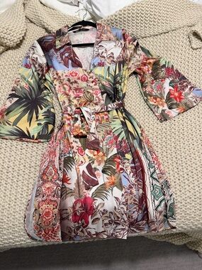 Zara printed caftan kimono tropical